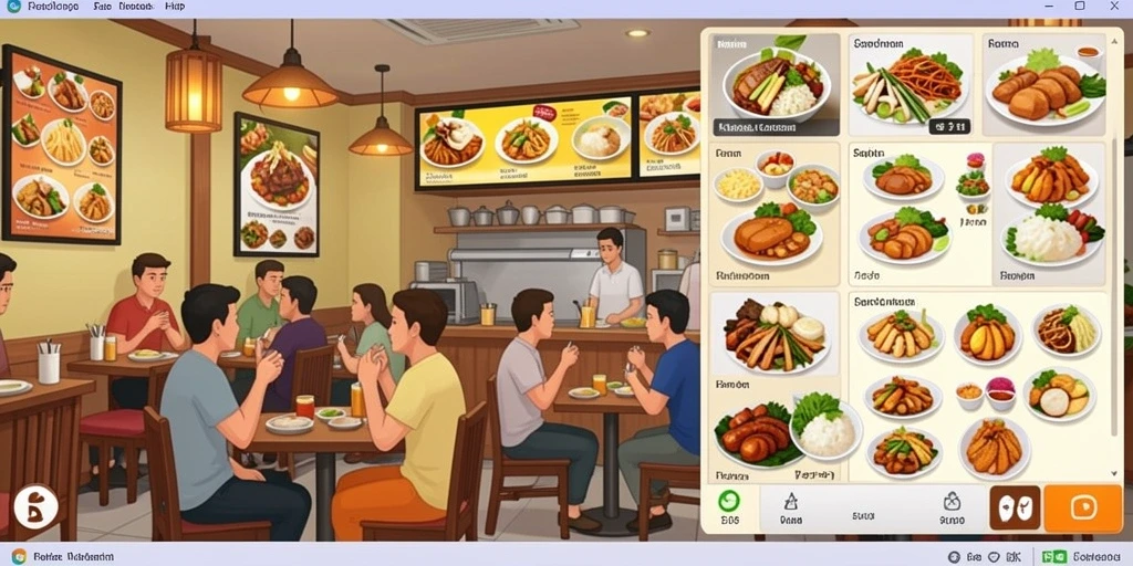 Tampilan grafik menawan dari mesin slot.